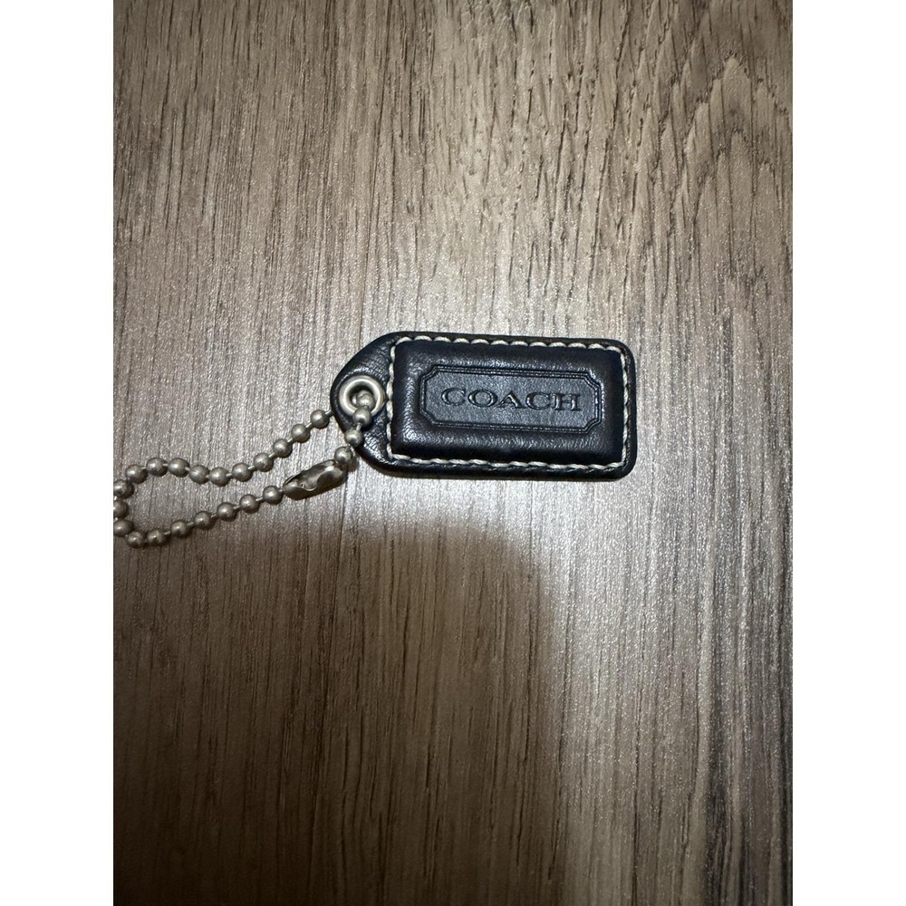 2" COACH DARK BROWN LEATHER KEY FOB BAG CHARM KEYCHAIN HANGTAG TAG